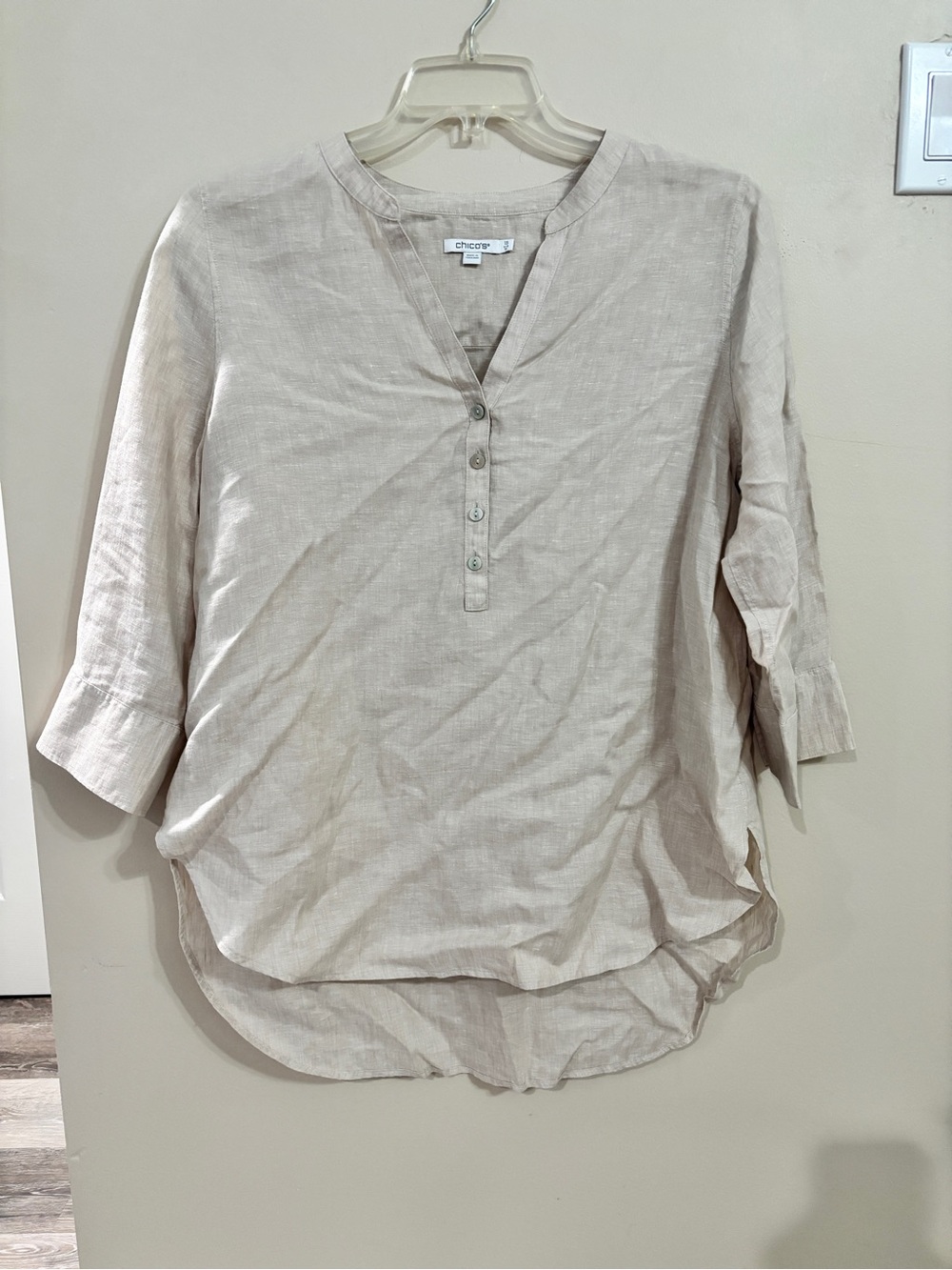 Chico's Light Beige Linen Tunic Top